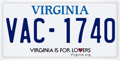 VA license plate VAC1740