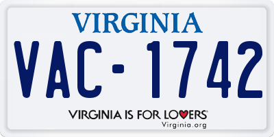 VA license plate VAC1742