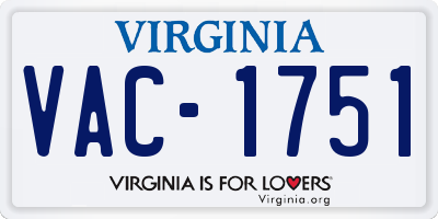 VA license plate VAC1751
