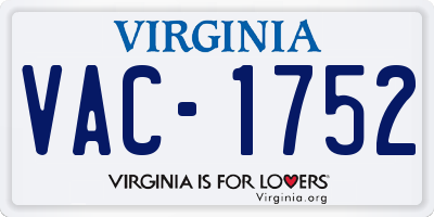 VA license plate VAC1752