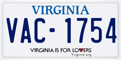 VA license plate VAC1754