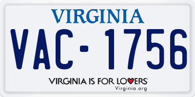 VA license plate VAC1756