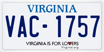 VA license plate VAC1757
