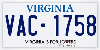 VA license plate VAC1758