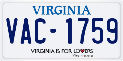 VA license plate VAC1759