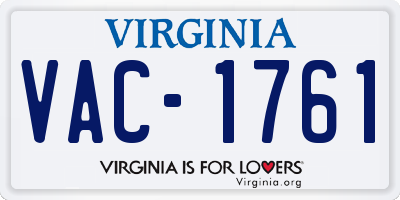 VA license plate VAC1761