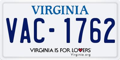 VA license plate VAC1762