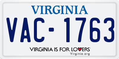 VA license plate VAC1763