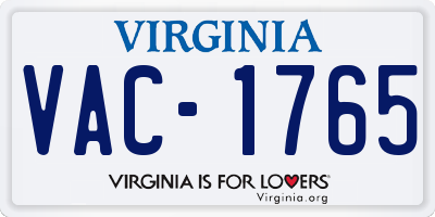 VA license plate VAC1765