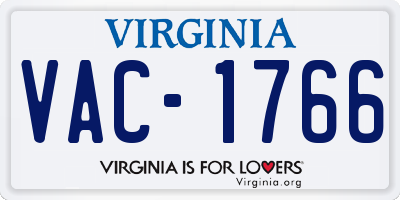 VA license plate VAC1766