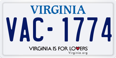 VA license plate VAC1774
