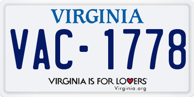 VA license plate VAC1778