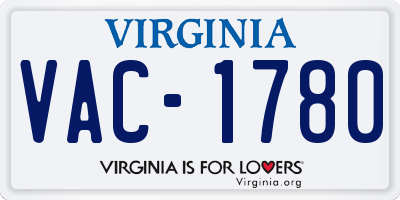 VA license plate VAC1780