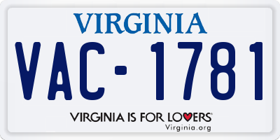 VA license plate VAC1781