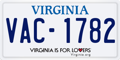VA license plate VAC1782