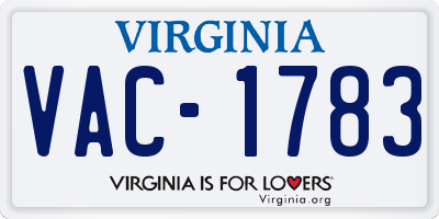 VA license plate VAC1783