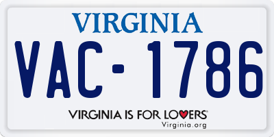 VA license plate VAC1786