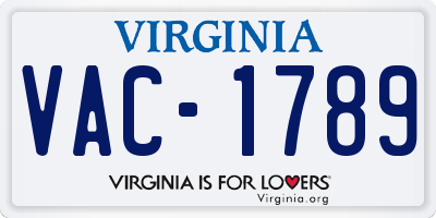 VA license plate VAC1789