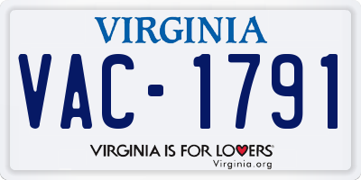 VA license plate VAC1791