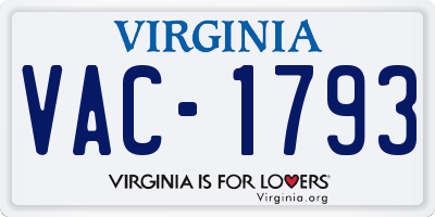 VA license plate VAC1793