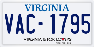 VA license plate VAC1795