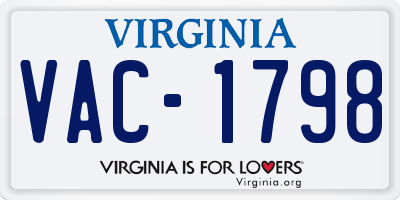 VA license plate VAC1798