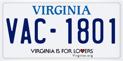 VA license plate VAC1801
