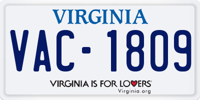 VA license plate VAC1809