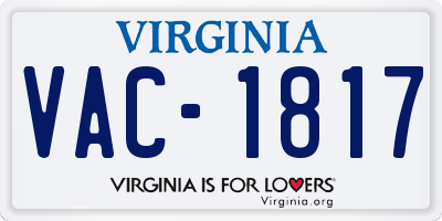 VA license plate VAC1817