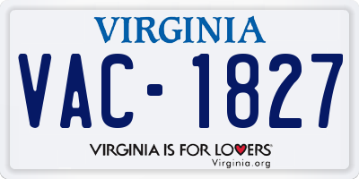 VA license plate VAC1827