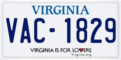 VA license plate VAC1829