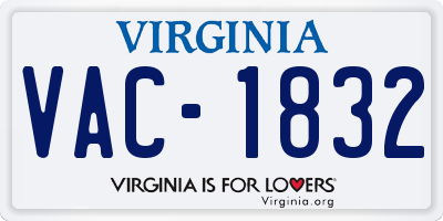 VA license plate VAC1832