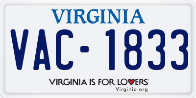 VA license plate VAC1833