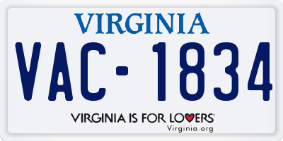 VA license plate VAC1834