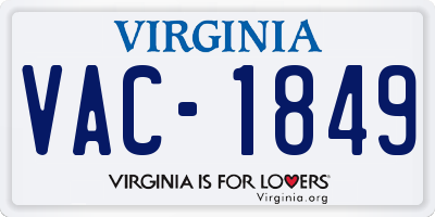 VA license plate VAC1849