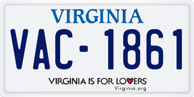 VA license plate VAC1861