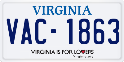 VA license plate VAC1863