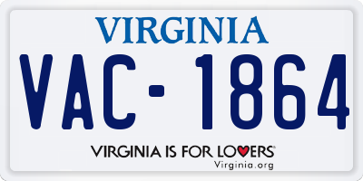 VA license plate VAC1864