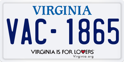 VA license plate VAC1865