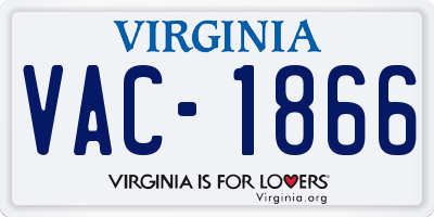 VA license plate VAC1866