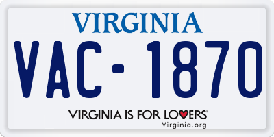 VA license plate VAC1870