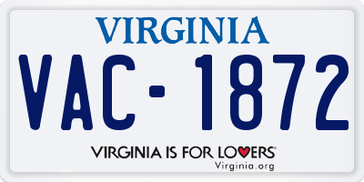 VA license plate VAC1872