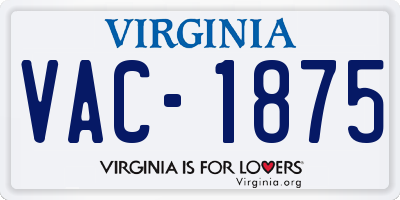 VA license plate VAC1875