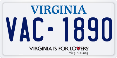 VA license plate VAC1890