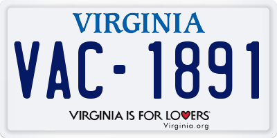 VA license plate VAC1891