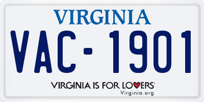 VA license plate VAC1901