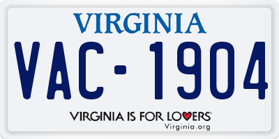 VA license plate VAC1904