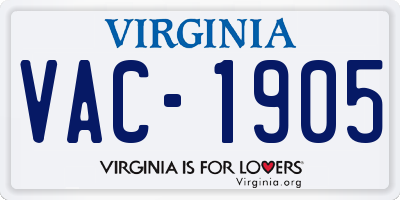 VA license plate VAC1905