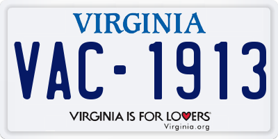 VA license plate VAC1913