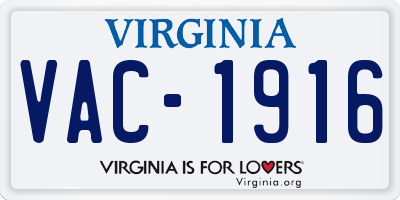 VA license plate VAC1916